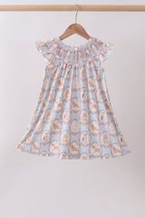 Pink puppy floral smocked ruffle dress