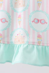 Green castle ice cream smocked ruffle bloomer set