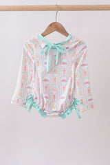 Green castle cream ruffle rashguard