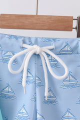 Mint sailboat print rashguard set