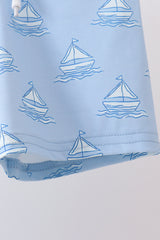 Mint sailboat print rashguard set