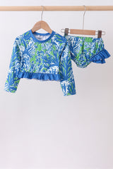 Ocean garden splash ruffle rashguard set
