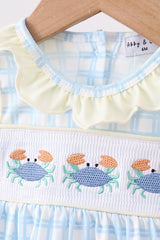 Yellow crab smocked gingham bloomer set