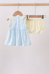 Yellow crab smocked gingham bloomer set