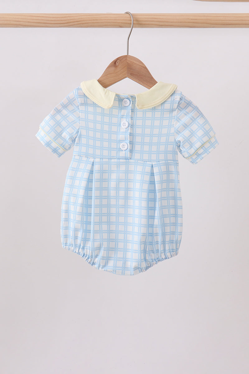 Yellow crab smocked gingham bubble