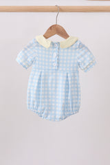 Yellow crab smocked gingham bubble