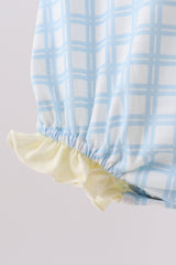 Yellow crab smocked gingham ruffle bubble