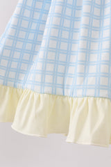 Yellow crab smocked gingham ruffle dress