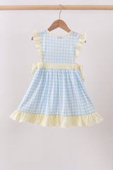 Yellow crab smocked gingham ruffle dress