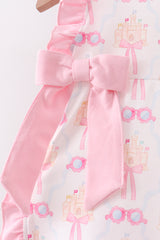 Pink bow castle ruffle bloomer set