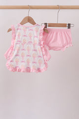 Pink bow castle ruffle bloomer set
