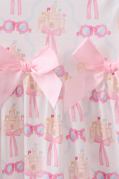 Pink bow castle ruffle dress
