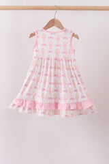 Pink bow castle ruffle dress