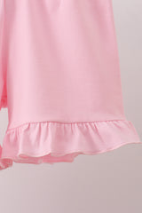 Pink bow castle ruffle shorts set