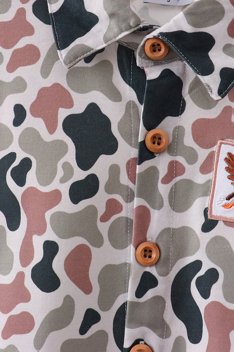 Camo Duck Embroidered Button Down Shirt