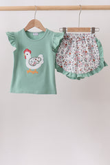 Sage Chicken Applique Set