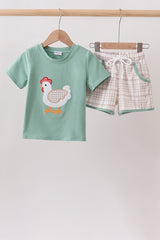 Sage Chicken Applique Set