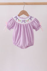 Lavender Smocked Embroidered Bow Jacquard Bubble