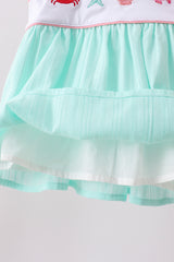 Green Marine Embroidered Jacquard Bloomer Set