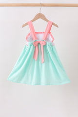 Green Marine Embroidered Jacquard Dress