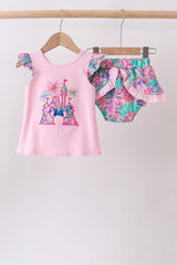 Pink Castle Applique Bloomer Set