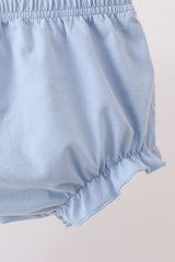 Blue Floral Smocked Ruffle Bloomer Set