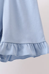 Blue Floral Smocked Ruffle Set