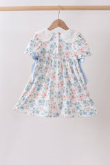 Blue Floral Smocked Dress