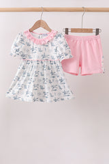 Pink Cowboy Ruffle Set