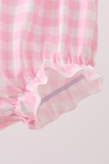 Pink Cow Plaid Embroidered Bubble