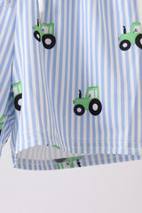 Blue Tractor Stripe UPF Swim Trunks