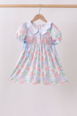 Blue Hydrangea Smocked Pearl Dress