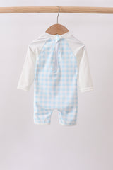 Blue Plaid UPF Swim One-Piece