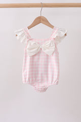 Pink Plaid Bow UPF Swim One-Piece