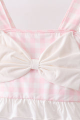 Pink Plaid Bow UPF Swim Set