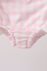 Pink Plaid Bow UPF Swim Set