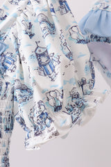 Blue Beach Smocked UPF Women Swim Set