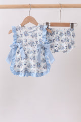 Blue Beach Bloomer Set