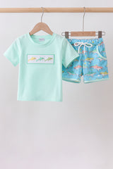 Blue Shark Embroidered Set