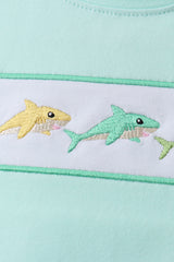 Blue Shark Embroidered Set