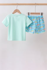 Blue Shark Embroidered Set