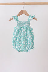 Sage Floral Smocked Bubble