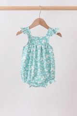 Sage Floral Smocked Bubble