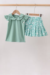 Sage Floral Skirt Set