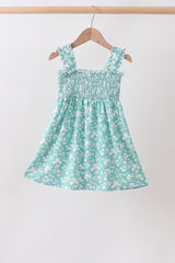 Sage Floral Smocked Dress