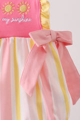 You're my sunshine Stripe Embroidered Bow Bubble