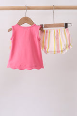 You're my sunshine Embroidered Bow Stripe Bloomer Set