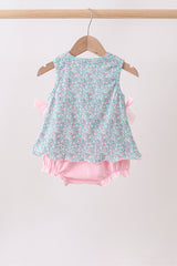 Green Bear Floral Applique Bubble