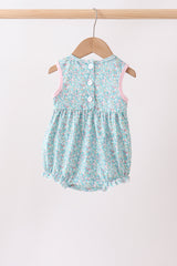 Green Floral Smocked Bubble