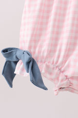 Pink Apple Plaid Embroidered Bubble